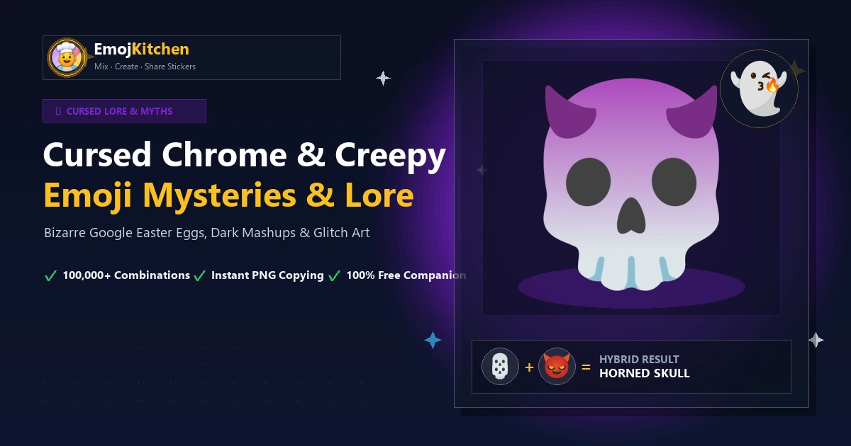Emojis malditos de Chrome mostrando calavera demoníaca con cuernos, misterios de internet y easter eggs