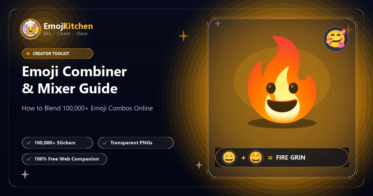 Emoji combiner interface na naghahalo ng dalawang emoji tungo sa isang transparent na sticker