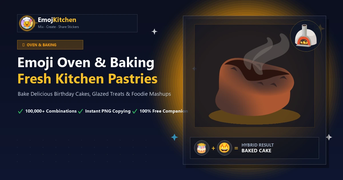 Guide du four à emojis montrant un gâteau d'anniversaire cuit avec des flammes et des viennoiseries glacées