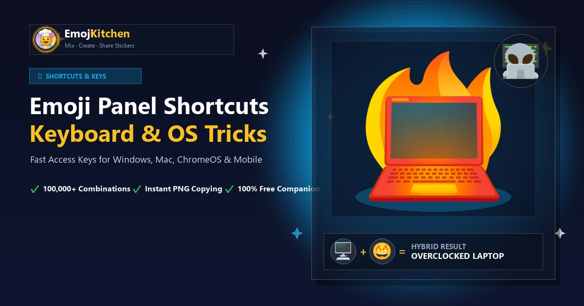 Emoji-Panel Tastaturkürzel Guide mit Windows-Punkt-Kombination, Mac Command Control Space und Chromebook-Tools