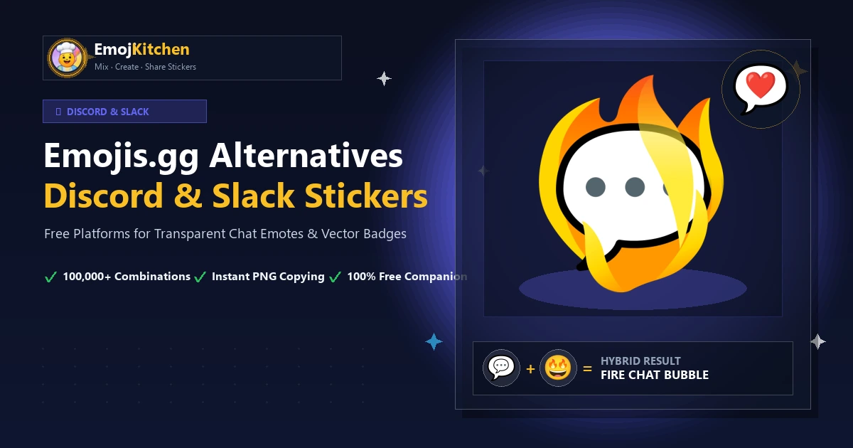 Alternatif Emojis.gg menampilkan emote kustom Discord dan Slack, lencana vektor, dan unduhan stiker transparan