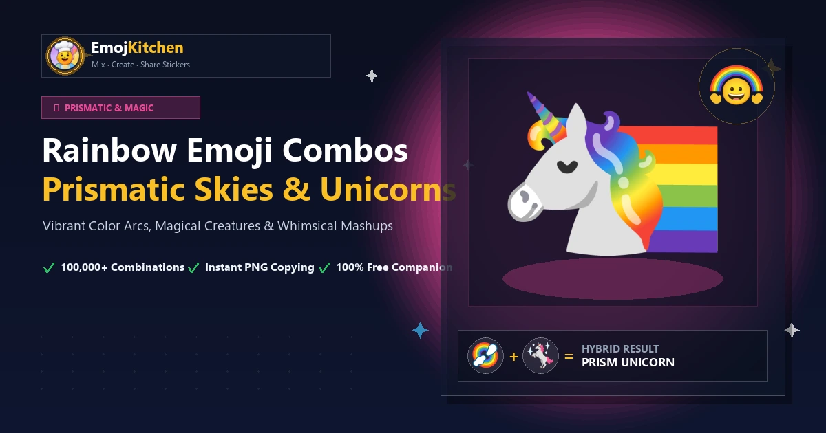 Combinaciones de emoji de arcoíris con unicornio y nubes pastel