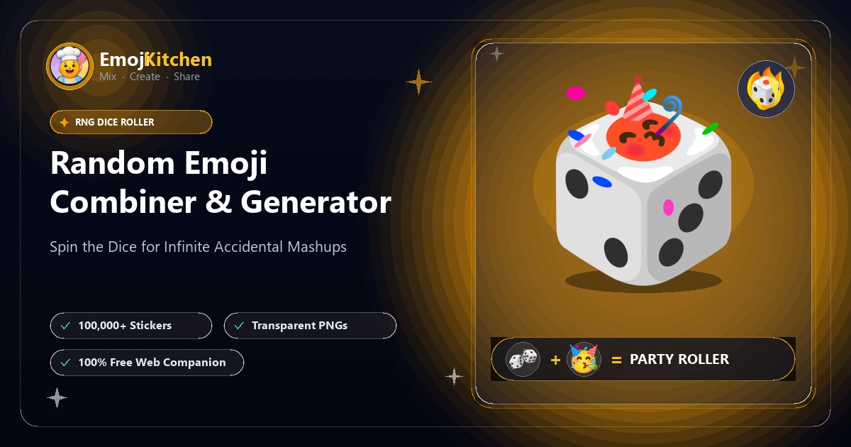 Random Emoji Generator floating dice spinning to produce chaotic and funny emoji stickers